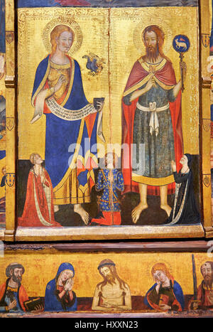 Panneau peint gothique Retable des Saints John par le maître de Santa Coloma de Queralt. Circa 1356. MANC inv no : 004351-TCMA Banque D'Images