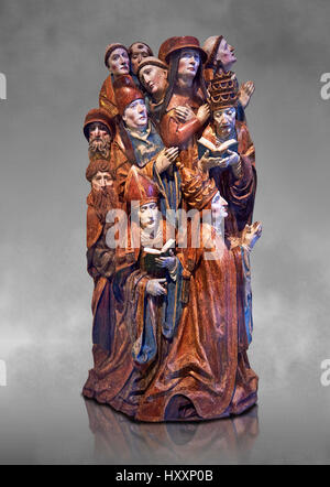 L'allégement en bois peint de retable sculpté de deux papes, un cardinal, évêque, cannon, prêtres, 1505 par Daniel Mauch de Ulm. Inv RF 2805, Le Louvre Banque D'Images