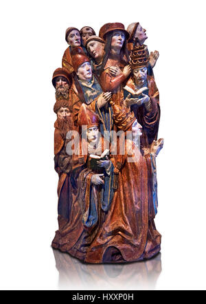 L'allégement en bois peint de retable sculpté de deux papes, un cardinal, évêque, cannon, prêtres, 1505 par Daniel Mauch de Ulm. Inv RF 2805, Le Louvre Banque D'Images