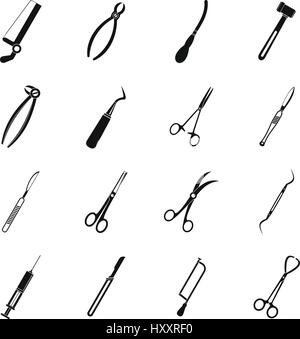 Outils chirurgiens icons set, le style simple Illustration de Vecteur