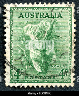 L'AUSTRALIE - circa 1937 : un timbre-poste utilisé à partir de l'Australie, représentant une illustration d'un koala, vers 1937. Banque D'Images