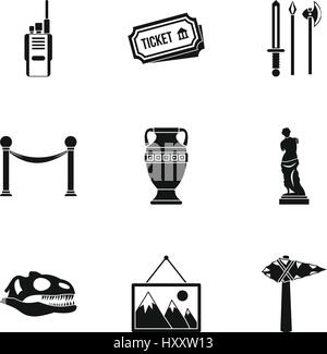 Museum icons set, le style simple Illustration de Vecteur