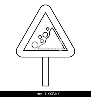 Les chutes de pierres route d'avertissement style du contour l'icône de connexion Illustration de Vecteur