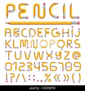 Alphabet crayon avec des nombres vector illustration Illustration de Vecteur