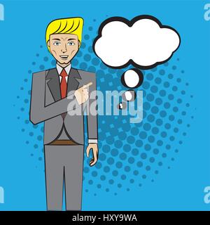 L'homme d'affaires de la bande dessinée pop art discours vector illustration eps 10 Illustration de Vecteur