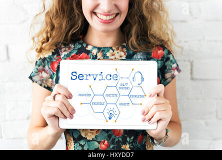 Service client en ligne Icône Diagramme hexagonal Banque D'Images