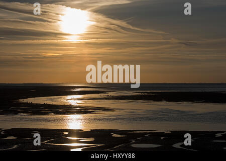 Automne coucher de soleil sur la laver à King's Lynn comme marée monte. Norfolk, Angleterre, Royaume-Uni. Septembre 2015. Banque D'Images