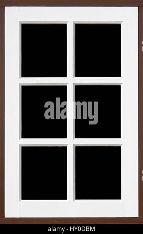 Châssis de fenêtre en bois blanc, avec brownd backgrond noir et couleur Banque D'Images