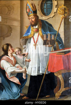 Saint Blaise, patron du Zagreb Gradec, huile sur toile de 1749 exposé au Musée de la ville de Zagreb, Croatie Banque D'Images