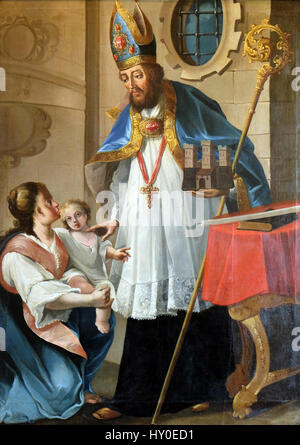 Saint Blaise, patron du Zagreb Gradec, huile sur toile de 1749 exposé au Musée de la ville de Zagreb, Croatie Banque D'Images