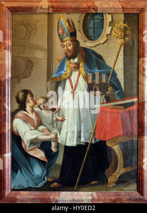 Saint Blaise, patron du Zagreb Gradec, huile sur toile de 1749 exposé au Musée de la ville de Zagreb, Croatie Banque D'Images