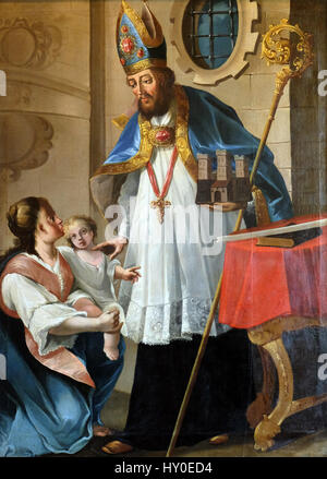 Saint Blaise, patron du Zagreb Gradec, huile sur toile de 1749 exposé au Musée de la ville de Zagreb, Croatie Banque D'Images