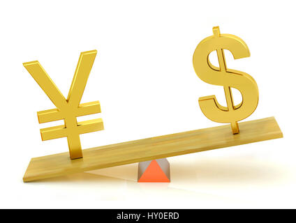 L'équilibrage, le yen japonais et le dollar américain, l'Inde, l'Asie Banque D'Images