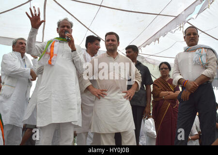 Les membres du parti du congrès national indien, rahul Gandhi, Ashok gehlot, Inde, Asie Banque D'Images