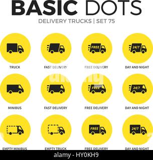 Les camions de livraison télévision icons vector set Illustration de Vecteur