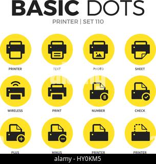 Imprimante icônes vector set Illustration de Vecteur