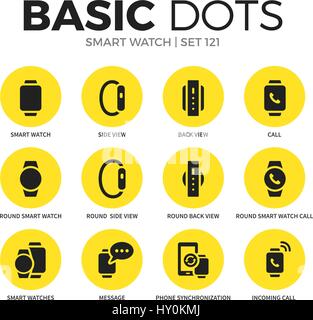 Smart watch télévision icons vector set Illustration de Vecteur