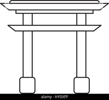 Gate monument japonais contours Illustration de Vecteur