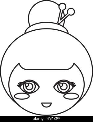 Tête de poupée kokeshi visage contour Illustration de Vecteur