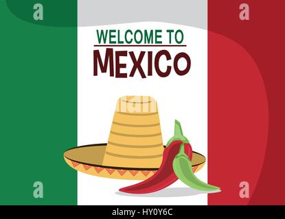 Bienvenue au Mexique - nation drapeau hat Illustration de Vecteur