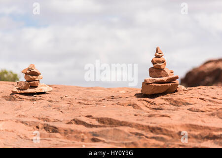 Des piles de roches sur red canyon à desert closeup Banque D'Images