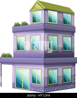 Bâtiment de trois étages en violet illustration Illustration de Vecteur