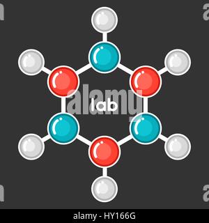 Emblème de la structure moléculaire. Concept de recherche en style plat Illustration de Vecteur