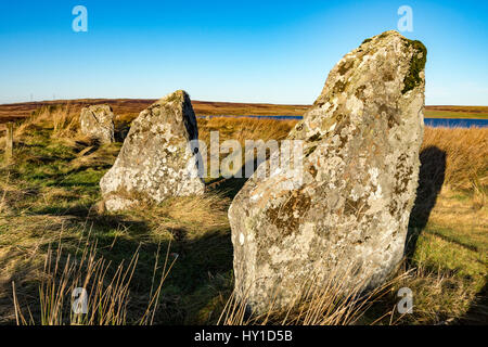 Le Achavanich Mégalithes, près de Cuba, Caithness, Ecosse, Royaume-Uni Banque D'Images