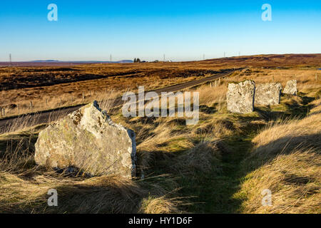 Le Achavanich Mégalithes, près de Cuba, Caithness, Ecosse, Royaume-Uni Banque D'Images