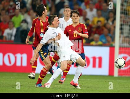 SERGIO BUSQUETS FRANCK RIBERY Espagne V France Espagne V France DONBASS ARENA DONETSK UKRAINE 23 Juin 2012 Banque D'Images
