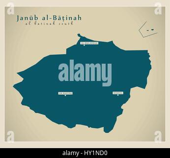 Carte moderne - Janub-Al Batinah OM Illustration de Vecteur