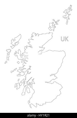 L'Écosse silhouette contour map illustration Illustration de Vecteur