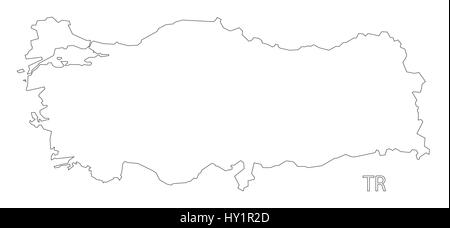 La Turquie carte illustration silhouette contour Illustration de Vecteur