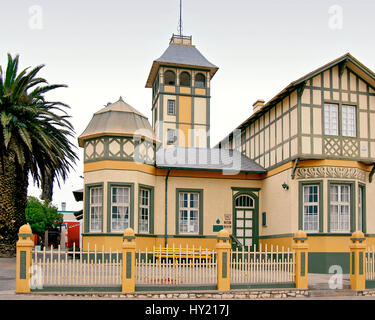 Stock Photo d'allemand du bâtiment colonial à Swakopmund, Namibie. Banque D'Images