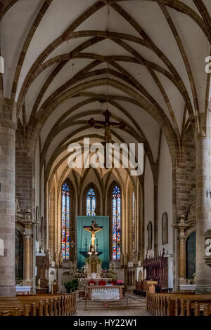 Vue de l'intérieur de l'église paroissiale Saint-Nicolas dans la région de Meran, le Tyrol du Sud, Italie, Europe Banque D'Images