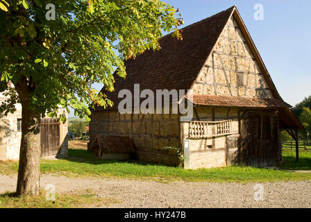 Maison traditionnelle allemande des années 1900 à l'Hohenlohe Open Air Folk Museum près de Schwaebisch Hall à Baden dans SÃ¼ddeutschland WÃ¼rtemberg. Duetvlet Ba Banque D'Images