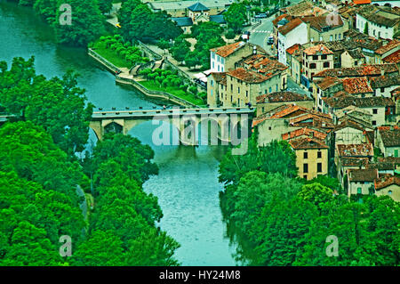 St Antonin Noble Val, Bâtiment de colline, France, Europe, Banque D'Images