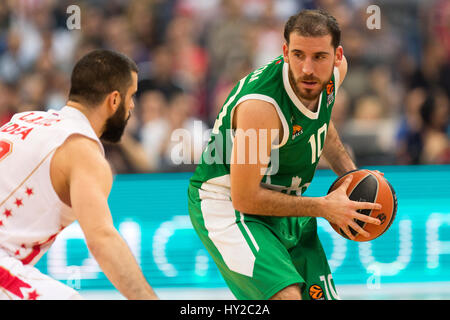 Belgrade, Serbie. 31 mars, 2017. Quino Colom, # 10 des centres Kazan en action pendant la Turkish Airlines EuroLeague 2016/2017 Saison régulière 29 Ronde match entre le stade Crvena Zvezda Belgrade MTS et les CINU à Kazan Kombank Arena le 31 mars 2017 à Belgrade, Serbie. © Nikola Krstic/Alamy Live News Banque D'Images