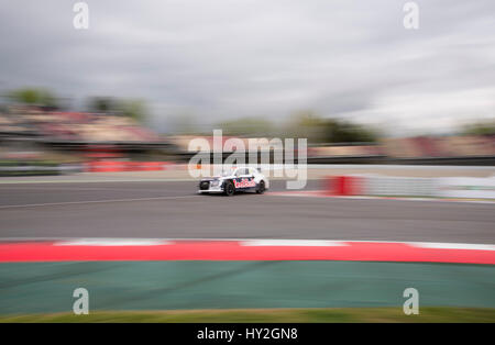 Barcelone, Espagne. 1 avril, 2017. L'Audi S1 voiture RX, entraîné par Toomas Heikkinen, en action pendant la journée 1 - Voitures de Barcelone sur le circuit de Catalunya. Crédit : Pablo Guillen/Alamy Live News Banque D'Images