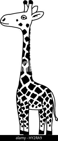 Girafe dans un style cartoon, est isolé sur fond blanc. Facile d'utilisation. Illustration de Vecteur