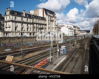 Chemins de fer de la gare principale à Nancy (France) Banque D'Images