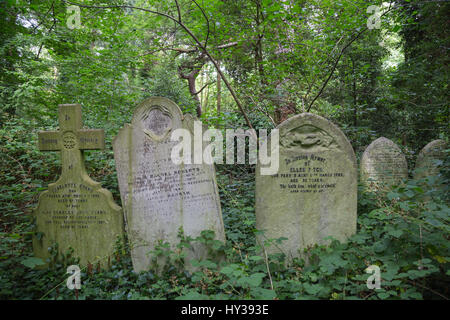 Les pierres tombales dans le cimetière Abney Park en été dans la région de Stoke Newington, au nord de Londres Banque D'Images