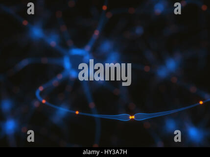 3D illustration de neurones interconnectés avec des impulsions électriques. Banque D'Images