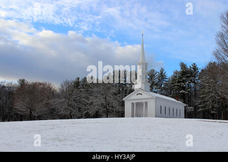 Martha Mary Chapelle à Sudbury, MA, sur un jour de neige en hiver Banque D'Images