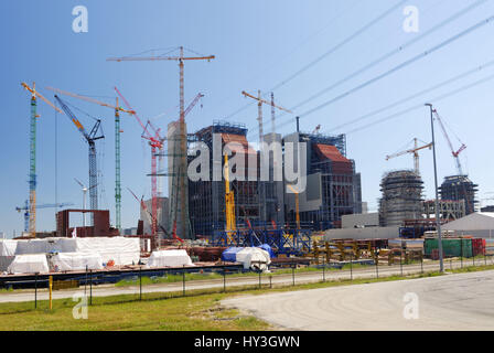 Les travaux de construction sur la station d'alimentation château maure à Hambourg, Allemagne, Europe, Bauarbeiten am Kraftwerk Moorburg jusqu'à Hamburg, Deutschland, Europa Banque D'Images