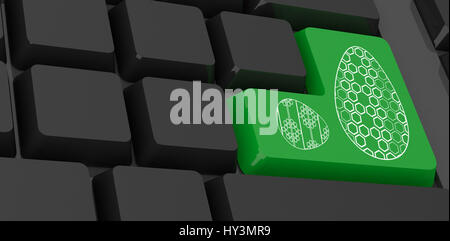 PE047   01 Pâques bs nf contre clavier noir avec clé verte Banque D'Images