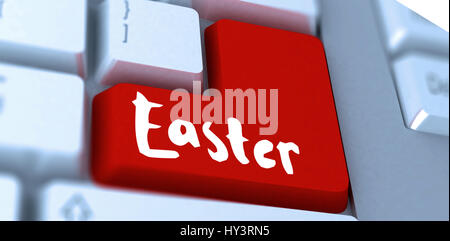 Salutation de pâques contre la touche Entrée du clavier Banque D'Images