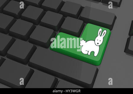 PE047   01 Pâques bs nf contre clavier noir avec clé verte Banque D'Images