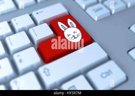 PE047   02 Pâques bs nf contre la touche Entrée du clavier Banque D'Images