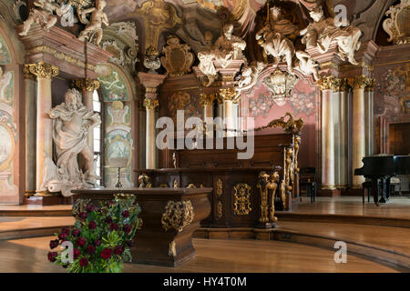 Pologne, Wroclaw, l'Aula Leopoldina (Auditorium Academicum) est l'anguille de Baroque de l'université. Banque D'Images
